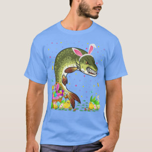 Påsk Pike Fish Bunny Egg Hunting Pike Påsk Sol T Shirt