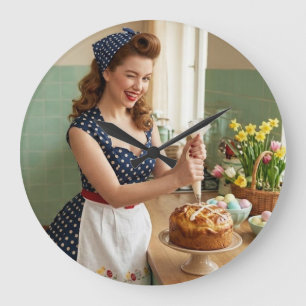 Påsk Pin-Up Flicka Vintage Retro Kök Väggur