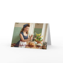 Påsk Pin-Up Retro Välkomstkort