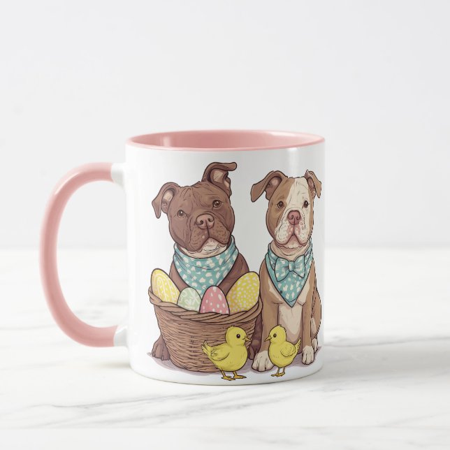 Påsk Pit Bull Dogs Mugg (Vänster)