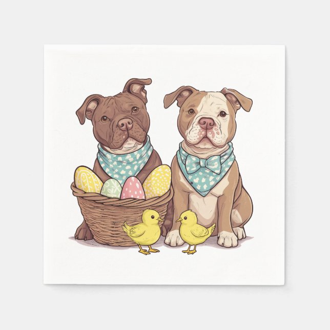 Påsk Pit Bull Dogs Pappersservett (Framsidan)