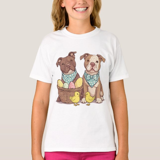 Påsk Pit Bull Dogs T Shirt (Framsida)