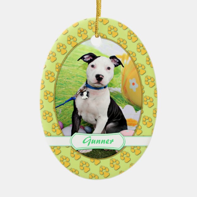 Påsk - Pitbull - artillerist Julgransprydnad Keramik (Framsidan)