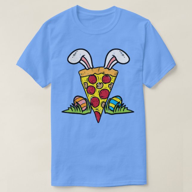 Påsk Pizza Segce Bunny Öron Funny Snack Food Lov T Shirt (Design framsida)