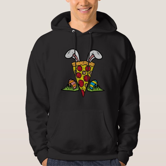 Påsk Pizza Segce Bunny Öron Snack Food Älskare Foo Hoodie (Framsida)