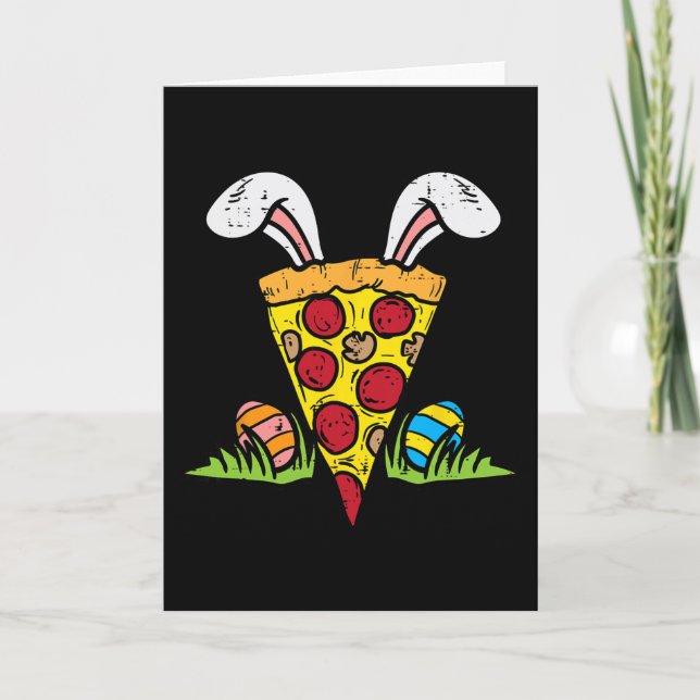 Påsk Pizzabit Kaninöron Rolig Snack Mat Matluffe Kort (Framsida)
