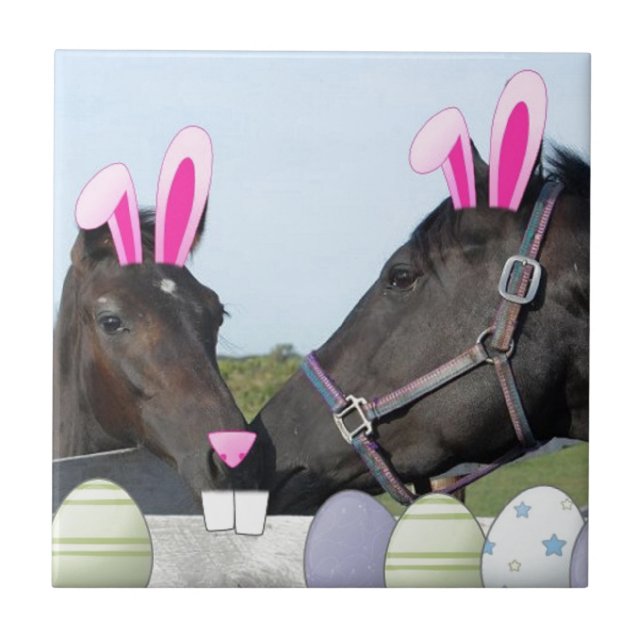 Påsk Pony och Horse Kakelplatta (Framsidan)