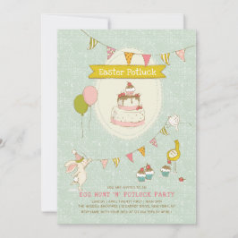Påsk Potluck Egg Hunt Party Inbjudningar