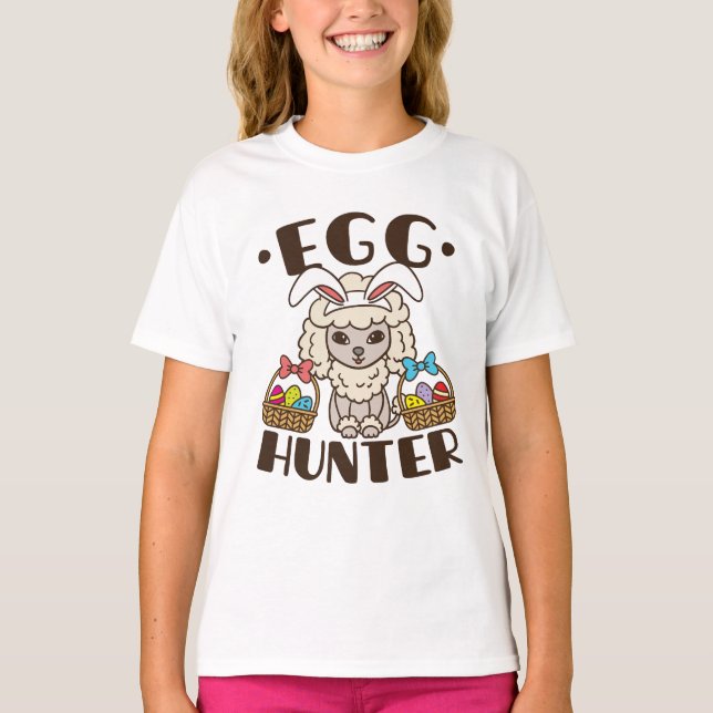Påsk Pudel Egg Hunter Hund T Shirt (Framsida)