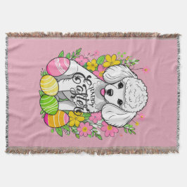 Påsk Pudel med blommor Filt