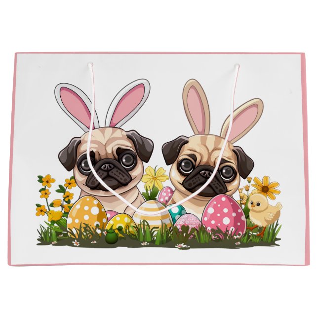 Påsk Pug Hundar Bunny Öron (Framsidan)
