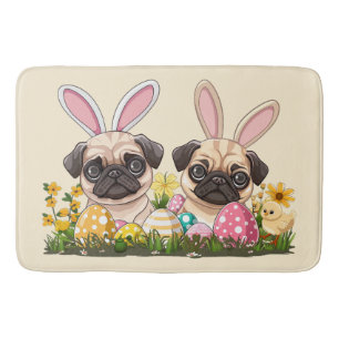 Påsk Pug Hundar Bunny Öron Badrumsmatta