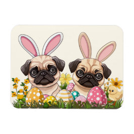 Påsk Pug Hundar Bunny Öron Magnet