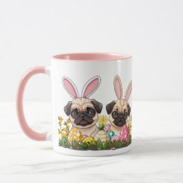 Påsk Pug Hundar Bunny Öron Mugg