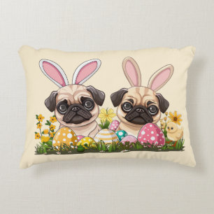 Påsk Pug Hundar Bunny Öron Prydnadskudde
