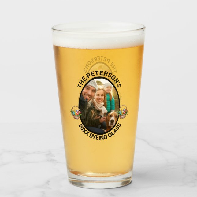 Påsk Pun | Anpassningsbar 2025 Family Photo Dyeing Glaskopp (Baksida fylld)