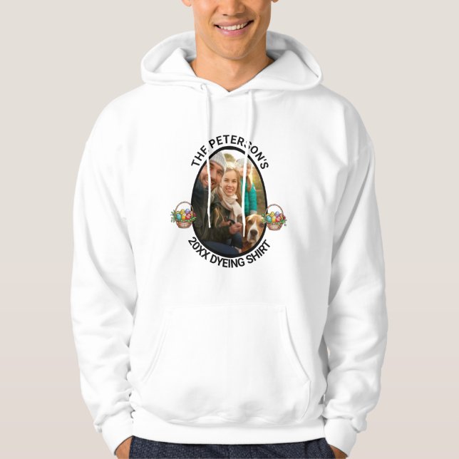 Påsk Pun | Anpassningsbar 2025 Family Photo Dyeing Hoodie (Framsida)