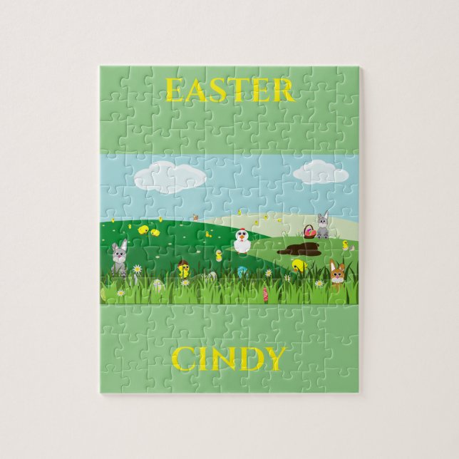 Påsk pussel med personlig namn. (Vertikal)