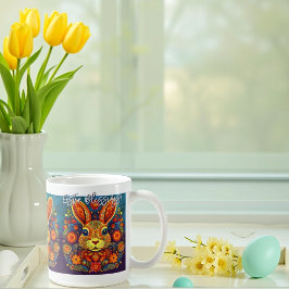 Påsk Rabbit - Folk Art - Påsk Kaffemugg