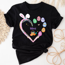 Påsk Rabbit Heart Påskägg Grandma Family Namn T Shirt