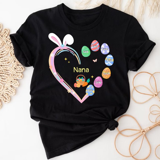 Påsk Rabbit Heart Påskägg Grandma Family Namn T Shirt (Skapare uppladdad)