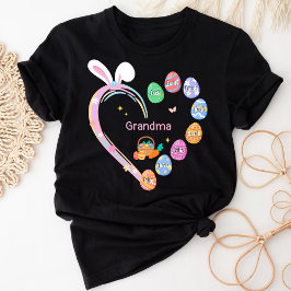 Påsk Rabbit Heart Påskägg Grandma Family Namn T Shirt