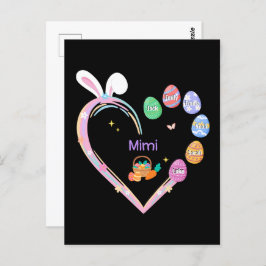 Påsk Rabbit Heart Påskägg Grandma Family Namn Vykort