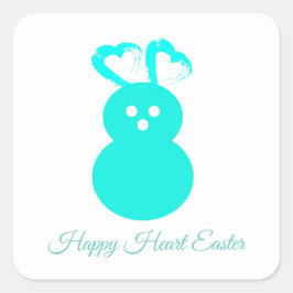 Påsk Rabbit Heart Sticker Fyrkantigt Klistermärke