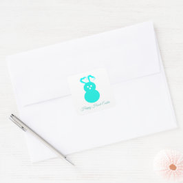 Påsk Rabbit Heart Sticker Fyrkantigt Klistermärke