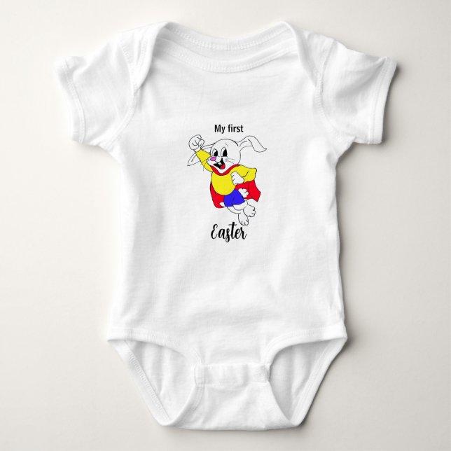 Påsk Rabbit Hero Baby Bodydräkt T Shirt (Framsida)