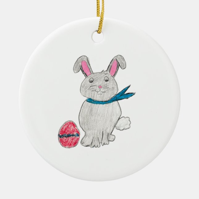 Påsk Rabbit Julgransprydnad Keramik (Framsidan)