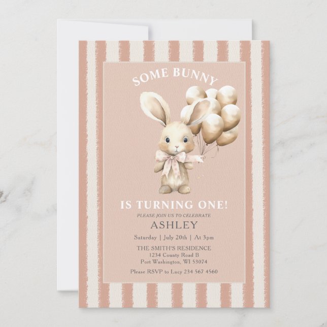 Påsk Rabbit lite Bunny First Birthday Inbjudningar (Framsida)