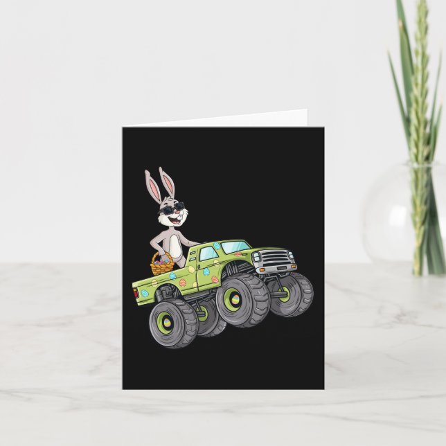 Påsk Rabbit Riding Monster Lastbil Roligt Boys Gir Kort (Framsida)