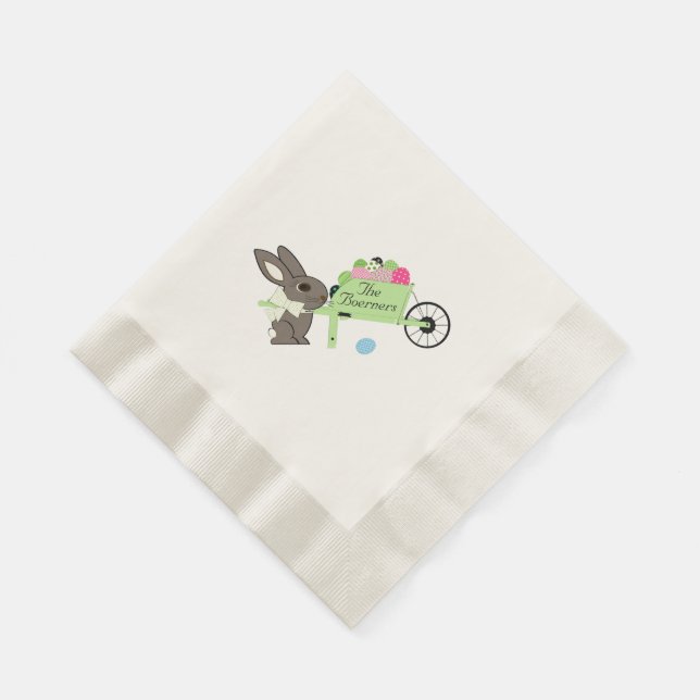 Påsk Rabbit w Wheelbarrow of Eggs Papper Napkins Pappersservett (Hörn)