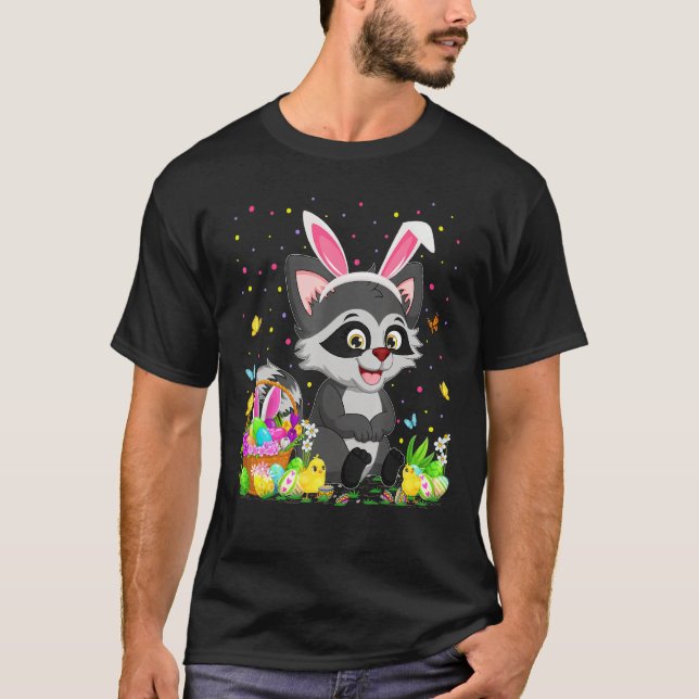 Påsk Raccoon Bunny Egg Hunting Raccoon Påsk Su T Shirt (Framsida)