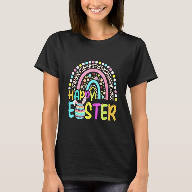 Påsk Rainbow Bunny Påsk Rabbit Egg Hunting Bas T Shirt (Framsida)
