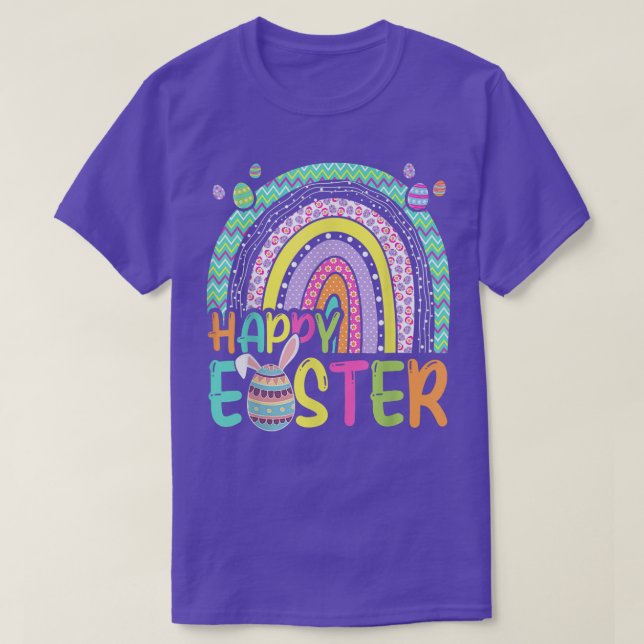 Påsk Rainbow Bunny Påsk Rabbit Egg Hunting Bas T Shirt (Design framsida)