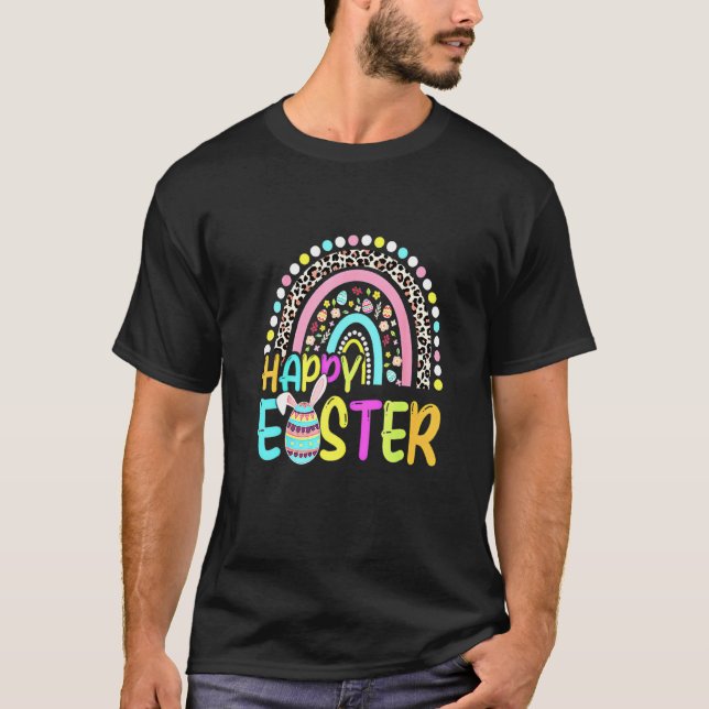 Påsk Rainbow Bunny Påsk Rabbit Egg Hunting Bas T Shirt (Framsida)
