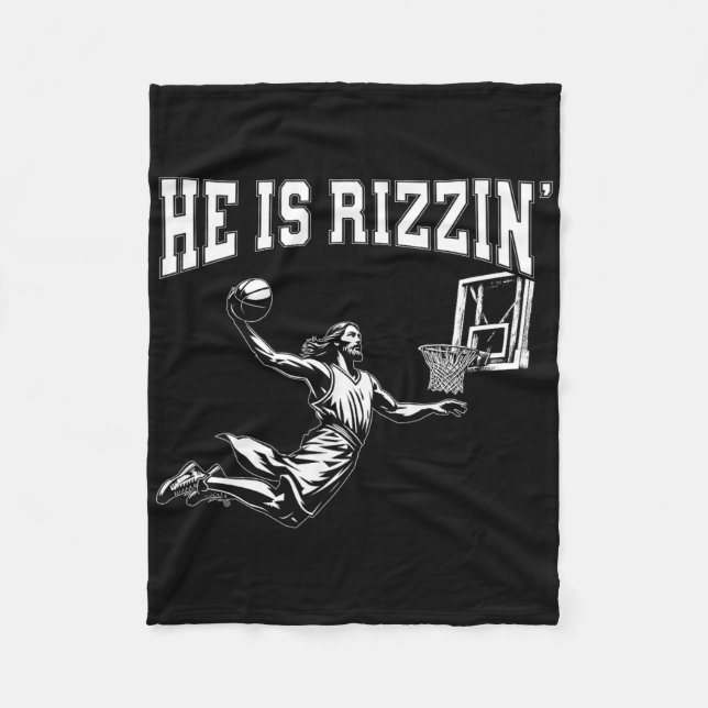 Påsk Religion, underbart basketboll Jesus Meme han Fleecefilt (Framsidan)