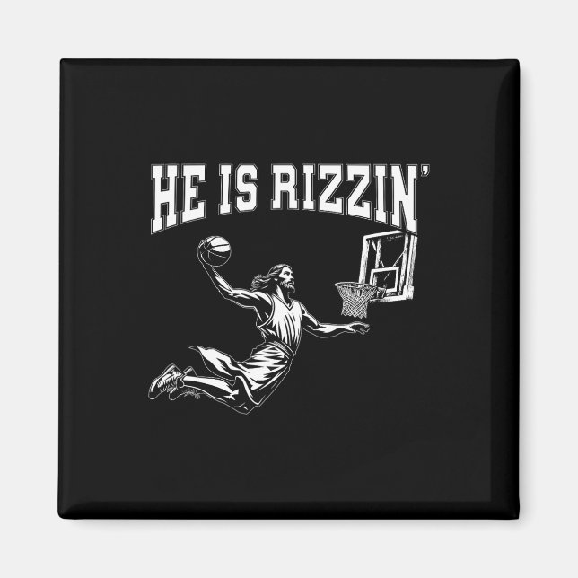Påsk Religion, underbart basketboll Jesus Meme han Magnet (Framsidan)