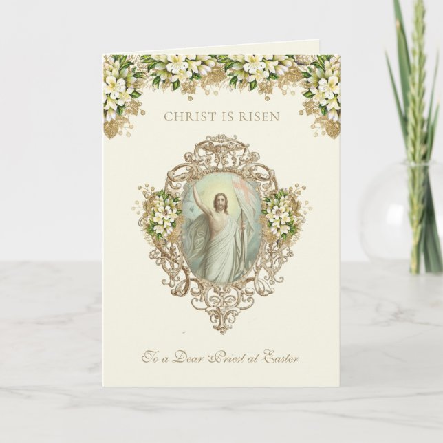 Påsk Religiös Uppståndelse Jesus Präst Helgkort (Framsida)