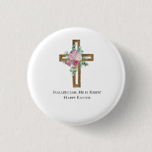 Påsk Religiösa Han är Risen Wood Kor Blommigt Knapp