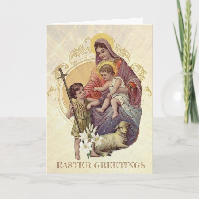 Påsk Religiösa Virgin Mary Jesus John Baptist Helgkort (Framsida)