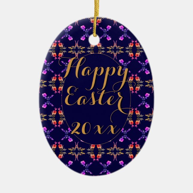 Påsk Ro, mönstrad äggutsmyckning Julgransprydnad Keramik (Framsidan)