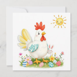 Påsk Roligt med Chicken och Bunny Julkort