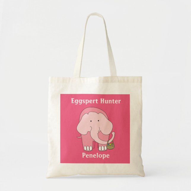 Påsk Rosa Elephant Tote Tygkasse (Framsidan)