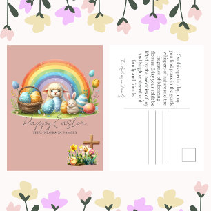 Påsk Rosa Regny Lamb-familjkort Helg Vykort