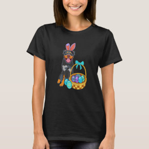 Påsk Rottweiler Hund Bunny Öron Färg Egg Hunt Ho T Shirt