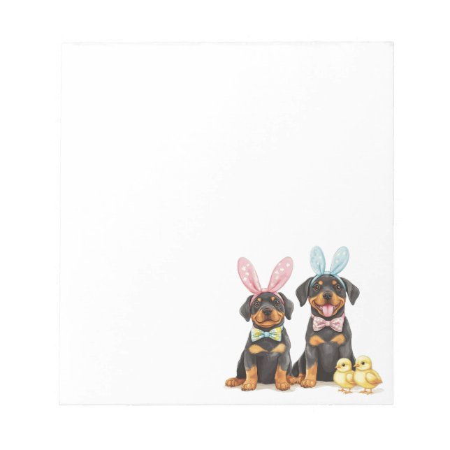 Påsk Rottweiler Hundar Bunny Öron Anteckningsblock (Framsida)