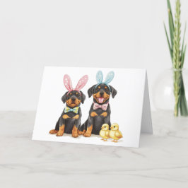 Påsk Rottweiler Hundar Bunny Öron Helgkort